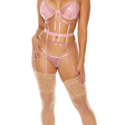 FORPLAY LINGERIE Double Strapped Bustier Set Pink 7 FORPLAY LINGERIE Double Strapped Bustier Set Pink