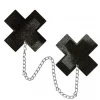 PASTEASE Chains: Liquid Black Plus X Cross With Chunky Silver Chain Nipple Pasties 1 PASTEASE Chains: Liquid Black Plus X Cross With Chunky Silver Chain Nipple Pasties
