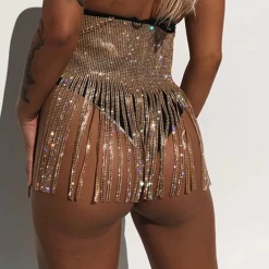 RAVELAND WOMEN VIP SECTION GOLD DIAMOND SKIRT