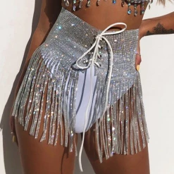 RAVELAND VIP SECTION SILVER DIAMOND SKIRT WOMEN