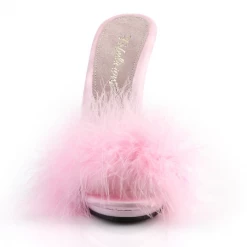 PLEASER SHOES FABULICIOUS FUR HEELS BABY PINK