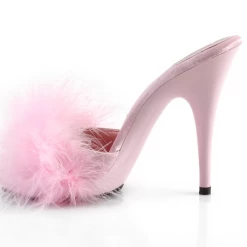 PLEASER SHOES FABULICIOUS FUR HEELS BABY PINK