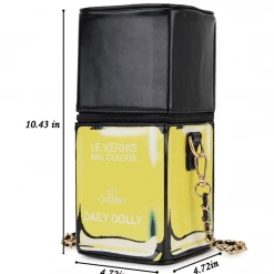 RAVELAND NAIL POLISH PURSE YELLOW BAGS & BACKPACKS