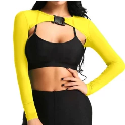 RAVELAND WOMEN BUCKLED UP SHRUG- YELLOW