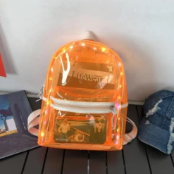 RAVELAND ALIENS COLLECTION NEON ORANGE TRANSPARENT LED BACKPACK