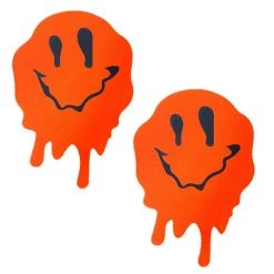NevaNude Smiley Vibes Neon Orange Blacklight Pasties HEADBANGER COLLECTION