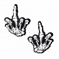 NevaNude HEADBANGER COLLECTION Fuck You Hand Black Glitter Blacklight Nipple Cover Pasties