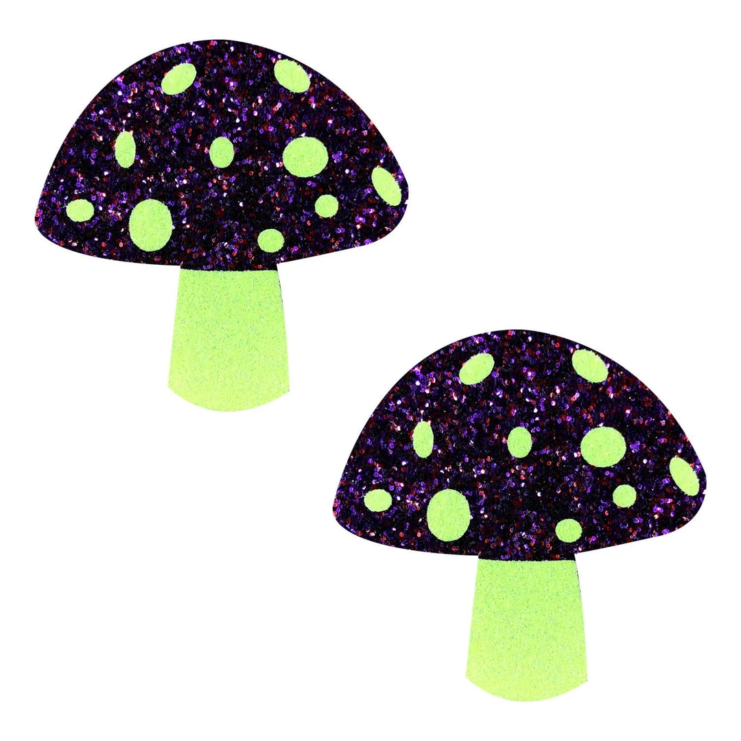 NevaNude Alice Down The Rabbit Hole Yellow With Purple Glitter Blacklight Shroom Pasties 3 NevaNude Alice Down The Rabbit Hole Yellow With Purple Glitter Blacklight Shroom Pasties