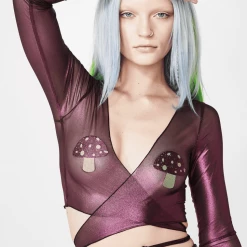 NevaNude Alice Down The Rabbit Hole Yellow With Purple Glitter Blacklight Shroom Pasties