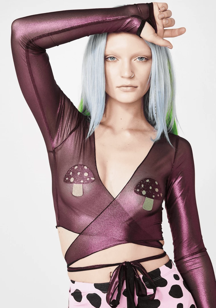 NevaNude Alice Down The Rabbit Hole Yellow With Purple Glitter Blacklight Shroom Pasties 4 NevaNude Alice Down The Rabbit Hole Yellow With Purple Glitter Blacklight Shroom Pasties