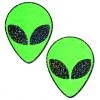 PASTEASE Alien: Neon/Glow In The Dark Green & Black Glitter Eyes Nipple Pasties ALIENS COLLECTION