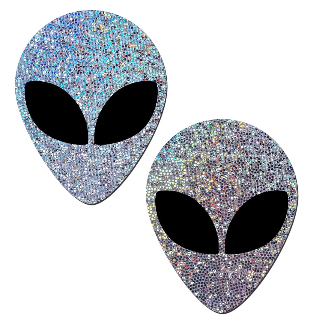 PASTEASE ALIENS COLLECTION Glitter Silver Alien Pasties 3 PASTEASE ALIENS COLLECTION Glitter Silver Alien Pasties