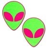 PASTEASE ALIENS COLLECTION Alien: Neon/Glowing Green Alien On Neon Pink Nipple Pasties