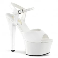 PLEASER SHOES ASPIRED STRAPPED HEELS/ WHITE