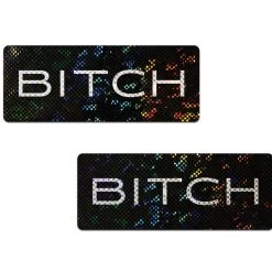 PASTEASE Dash: Shattered Glass Black 'BITCH' Bar Nipple Pasties ACCESSORIES