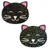 PASTEASE Kitty Cat: Happy Black Glitter Kitty Cat Nipple Pasties ACCESSORIES