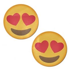 PASTEASE Emoji: Yellow Smiley Face With Heart Eyes Nipple Pasties