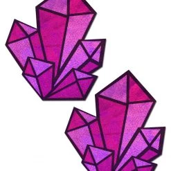 PASTEASE ACCESSORIES Crystal: Holographic Pink Crystal Cluster Nipple Pasties