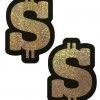 PASTEASE Money: Gold Glitter Dollar Sign Nipple Pastie ACCESSORIES 2 PASTEASE Money: Gold Glitter Dollar Sign Nipple Pastie ACCESSORIES