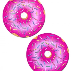 PASTEASE Donut With Pink Icing And Rainbow Sprinkles Nipple Pasties ACCESSORIES