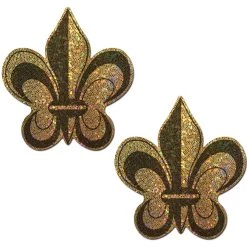 PASTEASE Fleur-de-lis: Glittering Gold Nipple Pasties