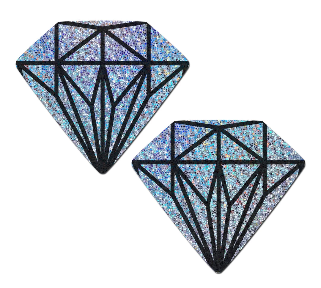 PASTEASE Gem: Silver Glitter Diamond Nipple Pasties 3 PASTEASE Gem: Silver Glitter Diamond Nipple Pasties