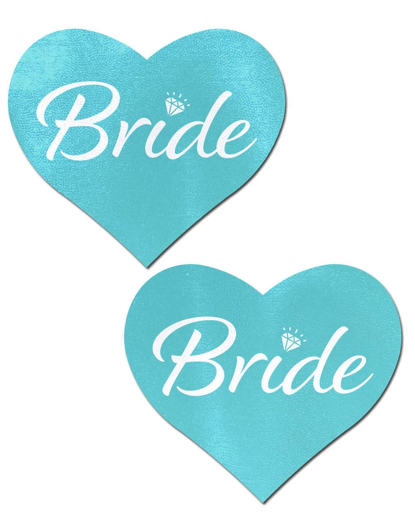 PASTEASE ACCESSORIES Love: Robin's Egg Blue 'Bride' Heart Nipple Pasties 3 PASTEASE ACCESSORIES Love: Robin's Egg Blue 'Bride' Heart Nipple Pasties