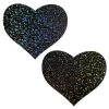 PASTEASE ACCESSORIES Love: Black Glitter Hearts Nipple Pasties