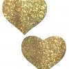 PASTEASE Love: Gold Glittering Hearts Nipple Pasties