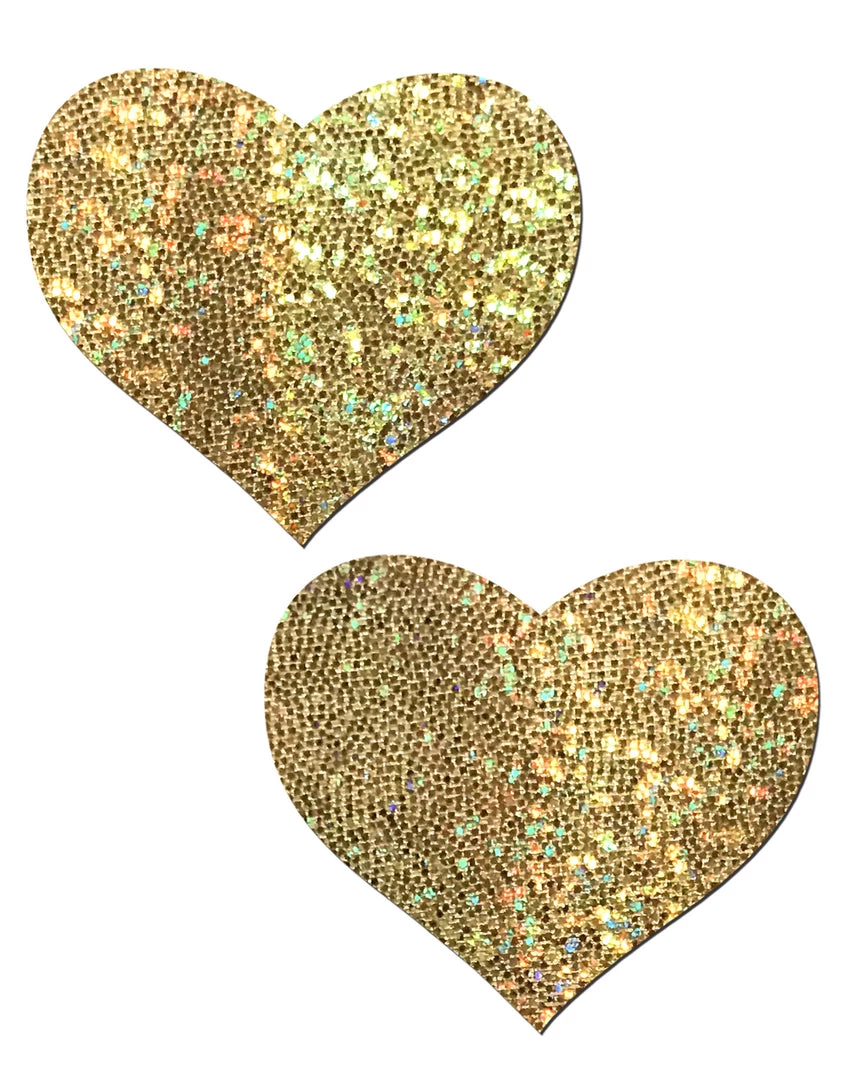 PASTEASE Love: Gold Glittering Hearts Nipple Pasties 3 PASTEASE Love: Gold Glittering Hearts Nipple Pasties