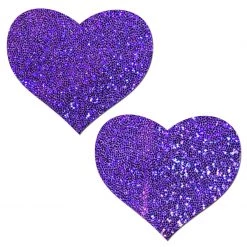PASTEASE ACCESSORIES Purple Glitter Heart Nipple Pasties