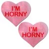 PASTEASE Love: Liquid Pink Heart With 'I'm Horny' Nipple Pasties