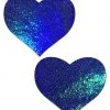 PASTEASE ACCESSORIES Love: Liquid Blue Spectrum Heart Nipple Pasties