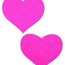 PASTEASE Love: Neon Pink Day-Glow Heart Pasties ACCESSORIES