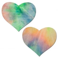 PASTEASE ACCESSORIES Love: Pastel Tie-Dye Rainbow Heart Nipple Pasties