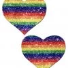 PASTEASE Love: Glittering Double Rainbow Heart Nipple Pasties 2 PASTEASE Love: Glittering Double Rainbow Heart Nipple Pasties