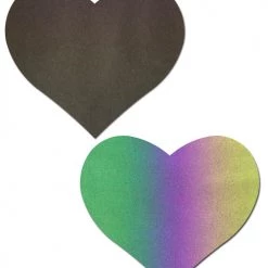 PASTEASE Love: Reflective Rainbow Heart Nipple Pasties