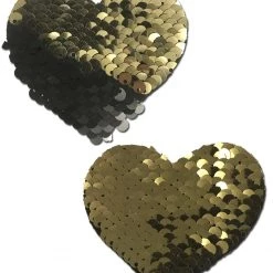 PASTEASE Love: Gold & Black Color Changing Sequin Heart