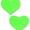 PASTEASE ALIENS COLLECTION Love: Neon Green And Glow-in-the-Dark Hearts Nipple Pasties