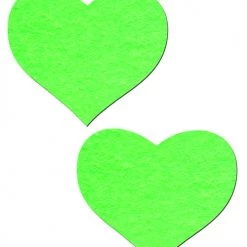 PASTEASE ALIENS COLLECTION Love: Neon Green And Glow-in-the-Dark Hearts Nipple Pasties