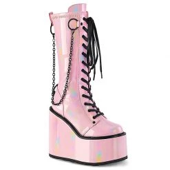PLEASER UNCHAIN BOOTS PINK HOLOGRAM