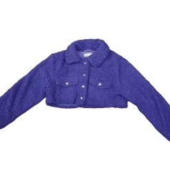 Hot&Delicious PURPLE SHERPA CROPPED JACKET WOMEN