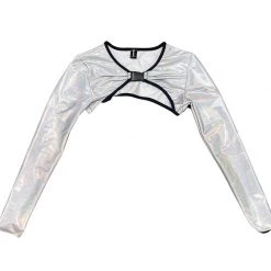 RAVELAND NEW ARRIVALS HOLOGRAPHIC SHRUG TOP