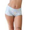 RAVELAND NEW ARRIVALS HOLOGRAPHIC SILVER BOOTY SHORTS