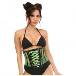 DAISY CORSET Top Drawer Neon Green Patent & Fishnet Underbust Corset WOMEN