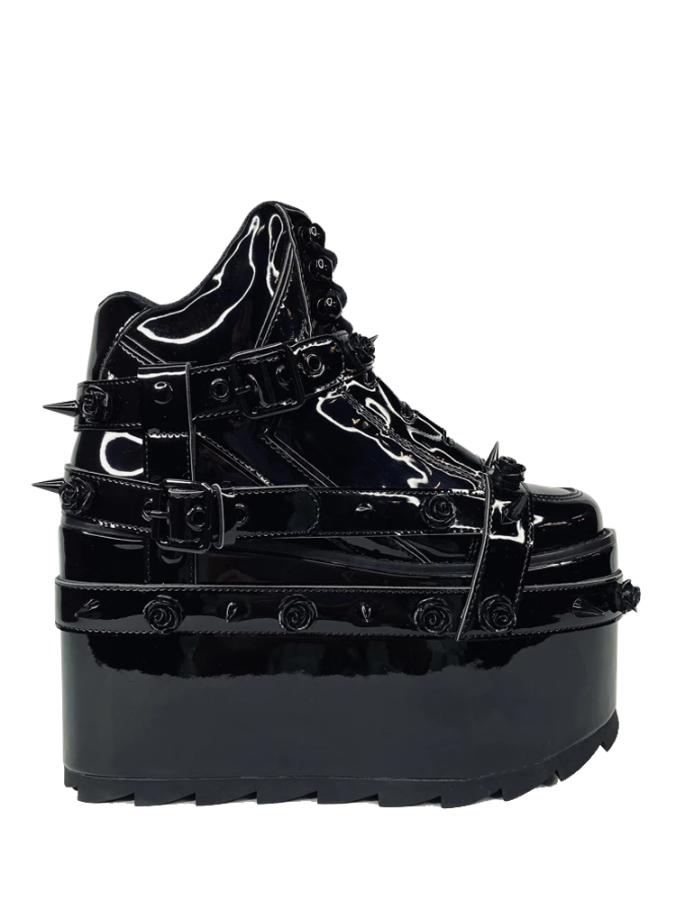 YRU SHOES QOZMO BONDAGE ROSE - BLACK PATENT 8 YRU SHOES QOZMO BONDAGE ROSE - BLACK PATENT