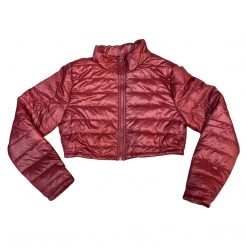 IJOAH BURGUNDY CROP PUFFER JACKET WOMEN