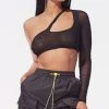RAVELAND ONE SLEEVE MESH TOP WOMEN