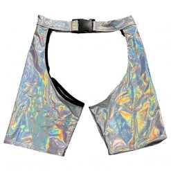 RAVELAND NEW ARRIVALS HOLOGRAPHIC SILVER ASAP BUCKLED SHORT CHAP
