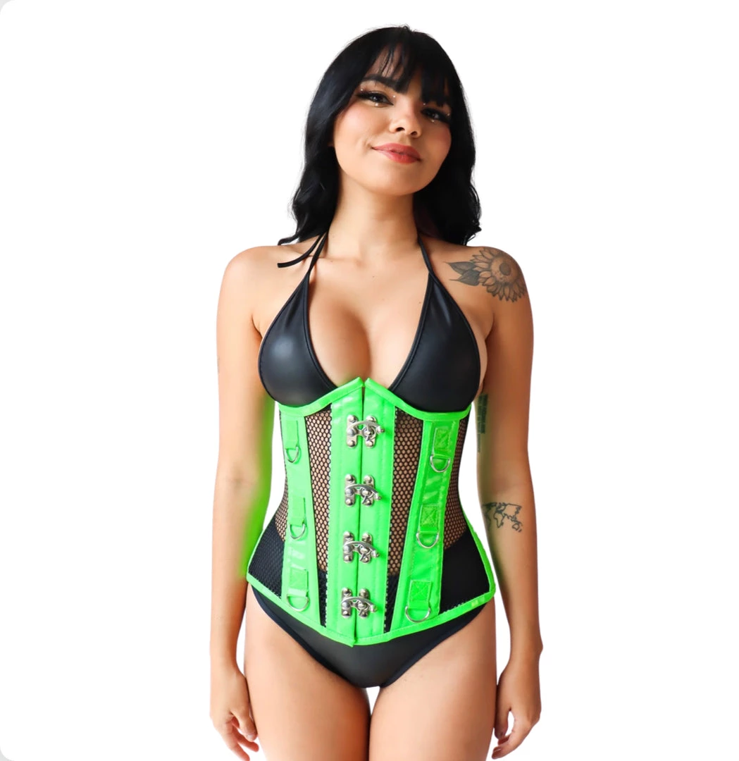 DAISY CORSET NEW ARRIVALS GREEN FISHNET UNDER BUST CORSET 3 DAISY CORSET NEW ARRIVALS GREEN FISHNET UNDER BUST CORSET